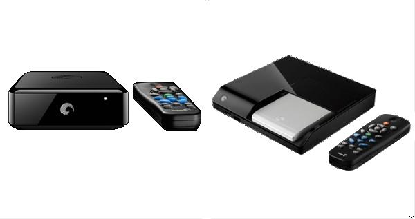 Seagate FreeAgent GoFlex TV HD Media Player (right) and FreeAgent Theater+ HD Media Player (left).